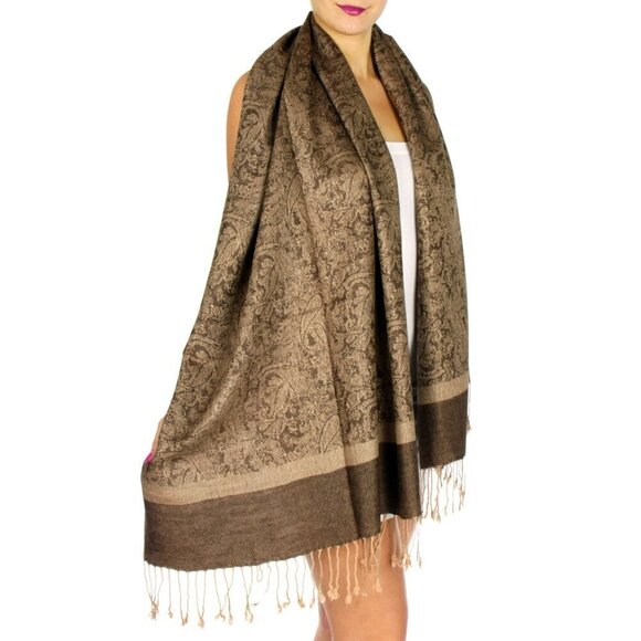 NWT Women's Pashmina Reversible Paisley Fringed Shawl Evening Wrap - Picture 5 of 11